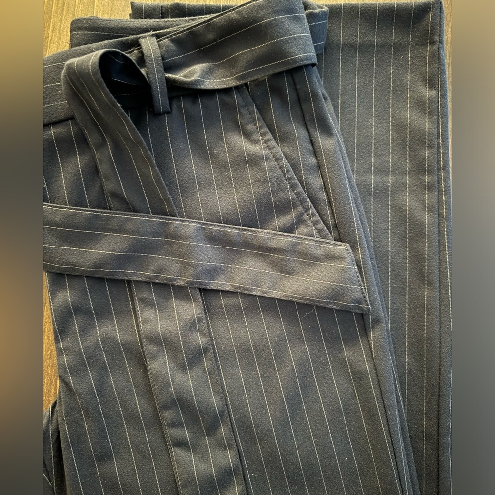 Navy Pinstripe Trousers - LOFT